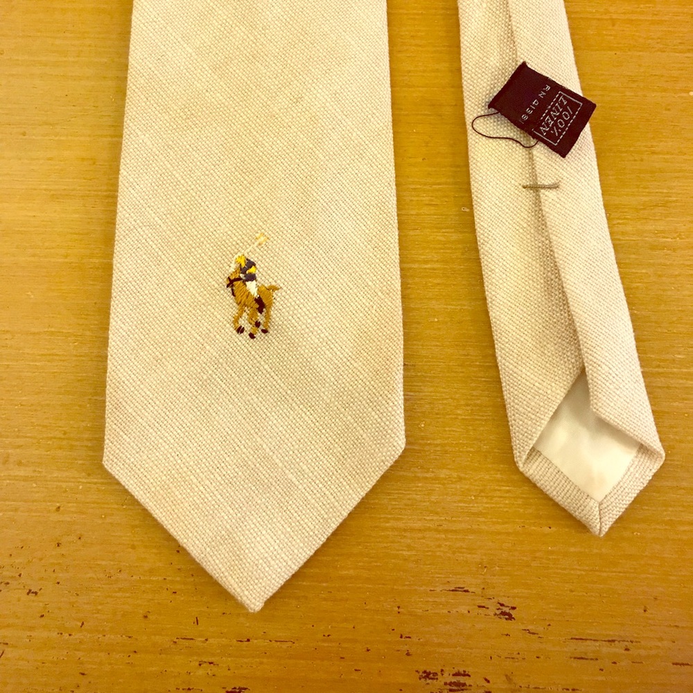 POLO BY RALPH LAUREN BEIGE 100% LINEN TIE